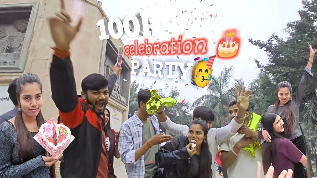 100k Celebration party 🎉🤩🍾|| Anika ji daati kaat Li || full masti on top.#viral #vlogger #minivlog 