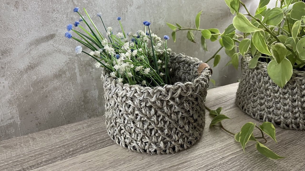 Cachepô redondo em sisal /Cesto redondo/ Cesto rustico /Sisal round basket/ Cachepot