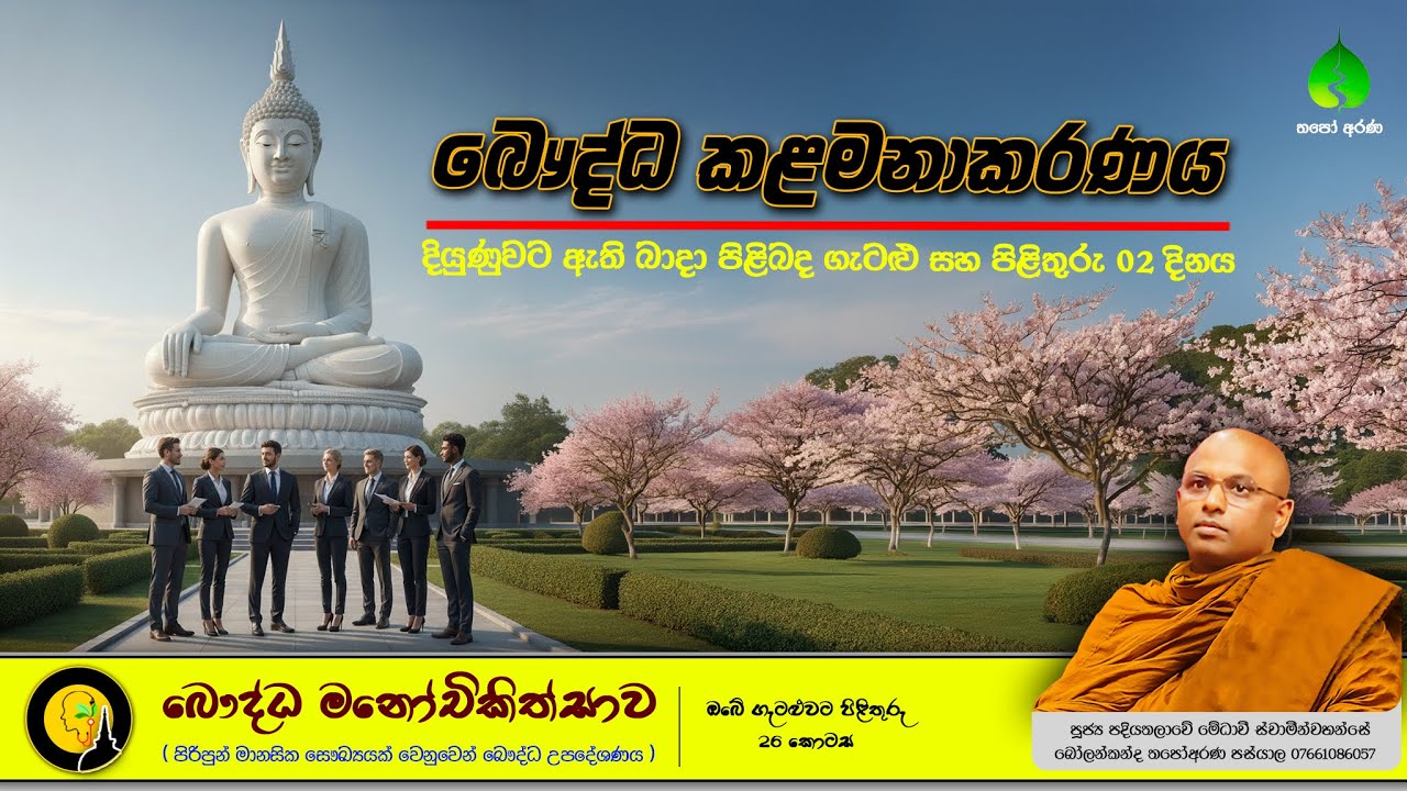 #බෞද්ධ_කළමනාකරණය 02 #සිතනිවනදේශණා #ThapoArana #Medhaavi_Thero #buddhistmotivation