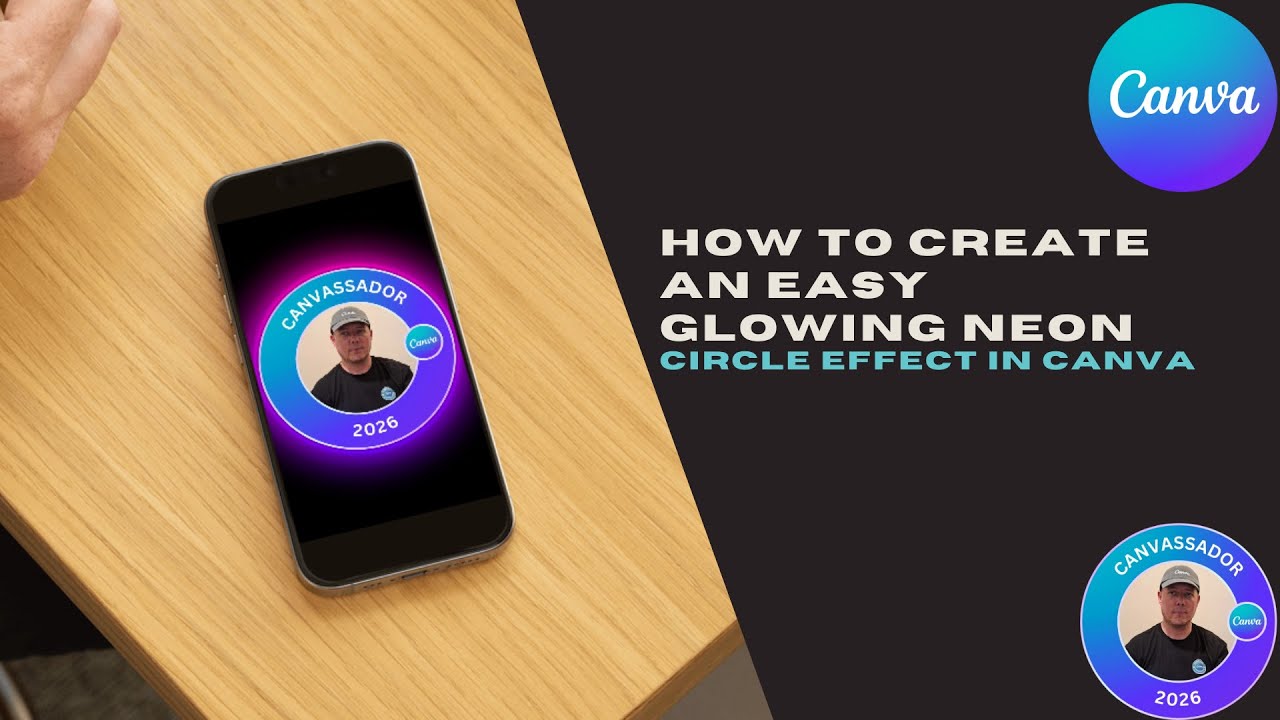 Как легко создать эффект светящегося неонового круга в Canva