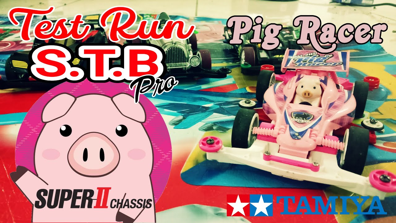 [Tamiya Mini 4WD] Test Run Tamiya Pig Racer (Super 2 Chassis) settingan STB Pro