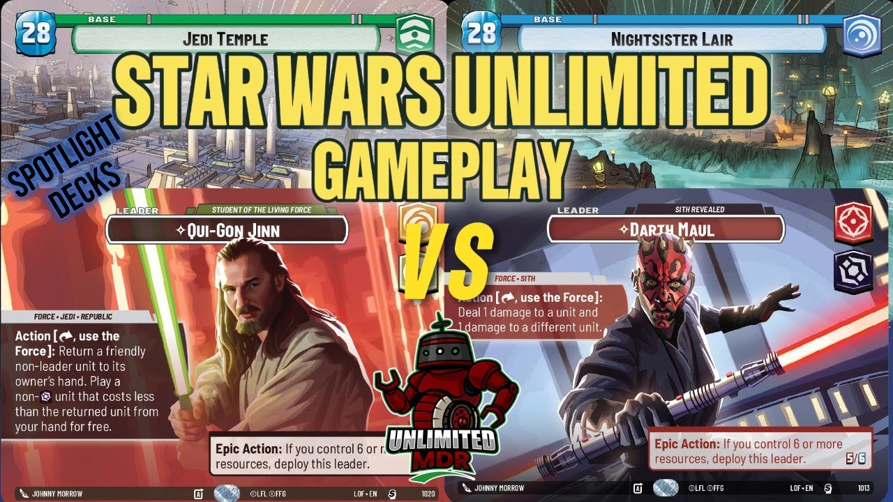 Qui-Gon Jinn vs Darth Maul Spotlight Decks - Star Wars Unlimited Gameplay - BO3