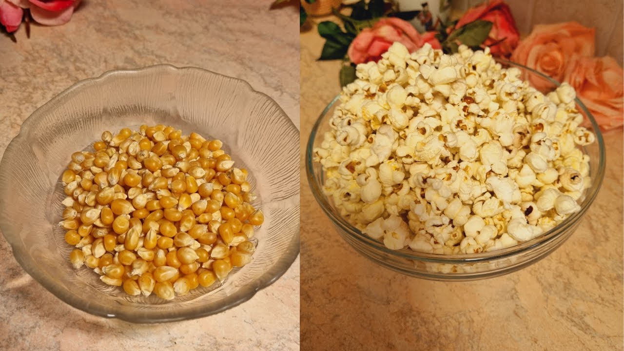 Домашна Пукана царевица, тънкости за отличен резултат.Popcorn fato a casa.