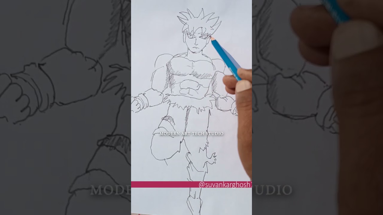 How to Goku sketch drawing in pencil on Paper
