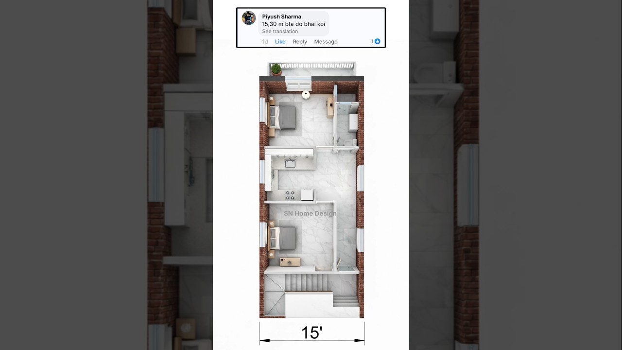 15x30 feet Low budget House Plan 