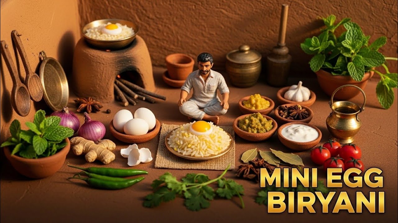 Mini Egg Biryani Cooking ASMR | Tiny Village Kitchen Story
