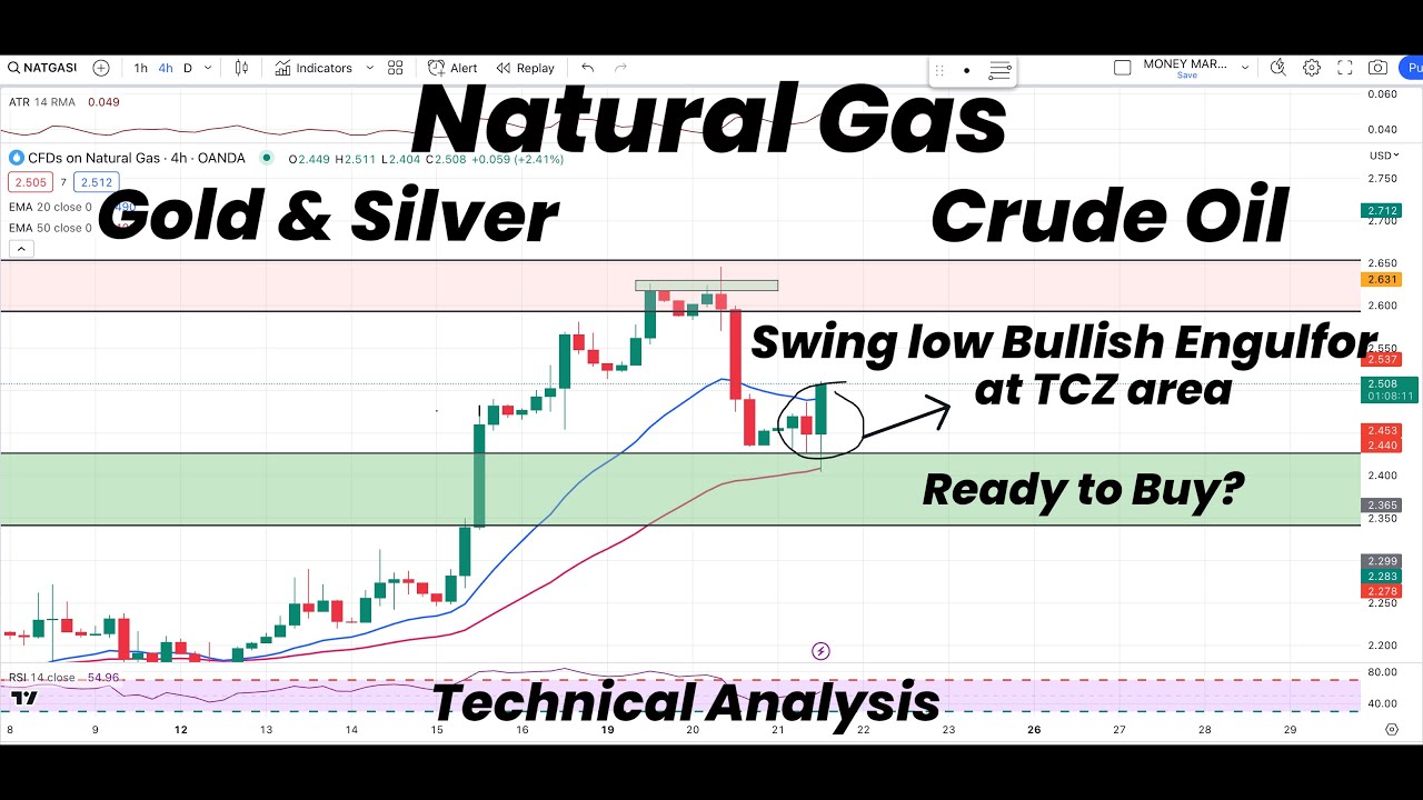 Natural Gas Forms Swing Low Bullish Engulfor at TCZ area |Gold|Silver| Crude Oil| Technical Analysis