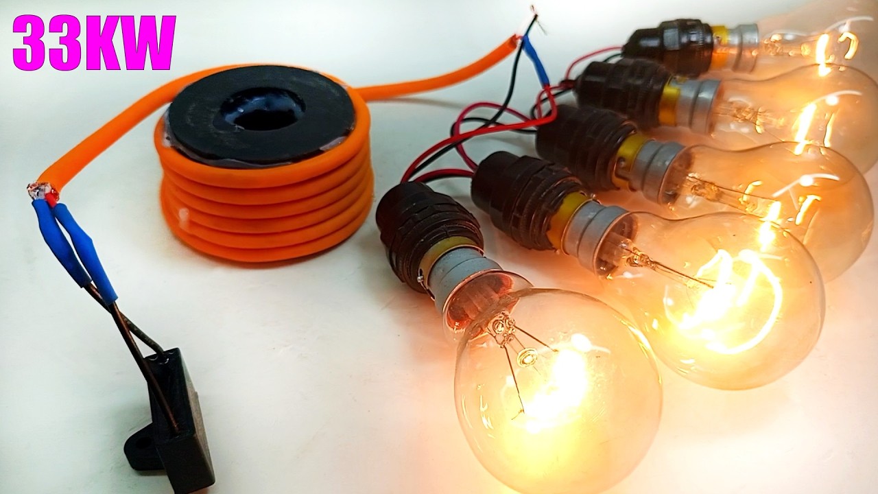 230V Free Energy 33kw Generator at Home with Coper wire and Big Magnet