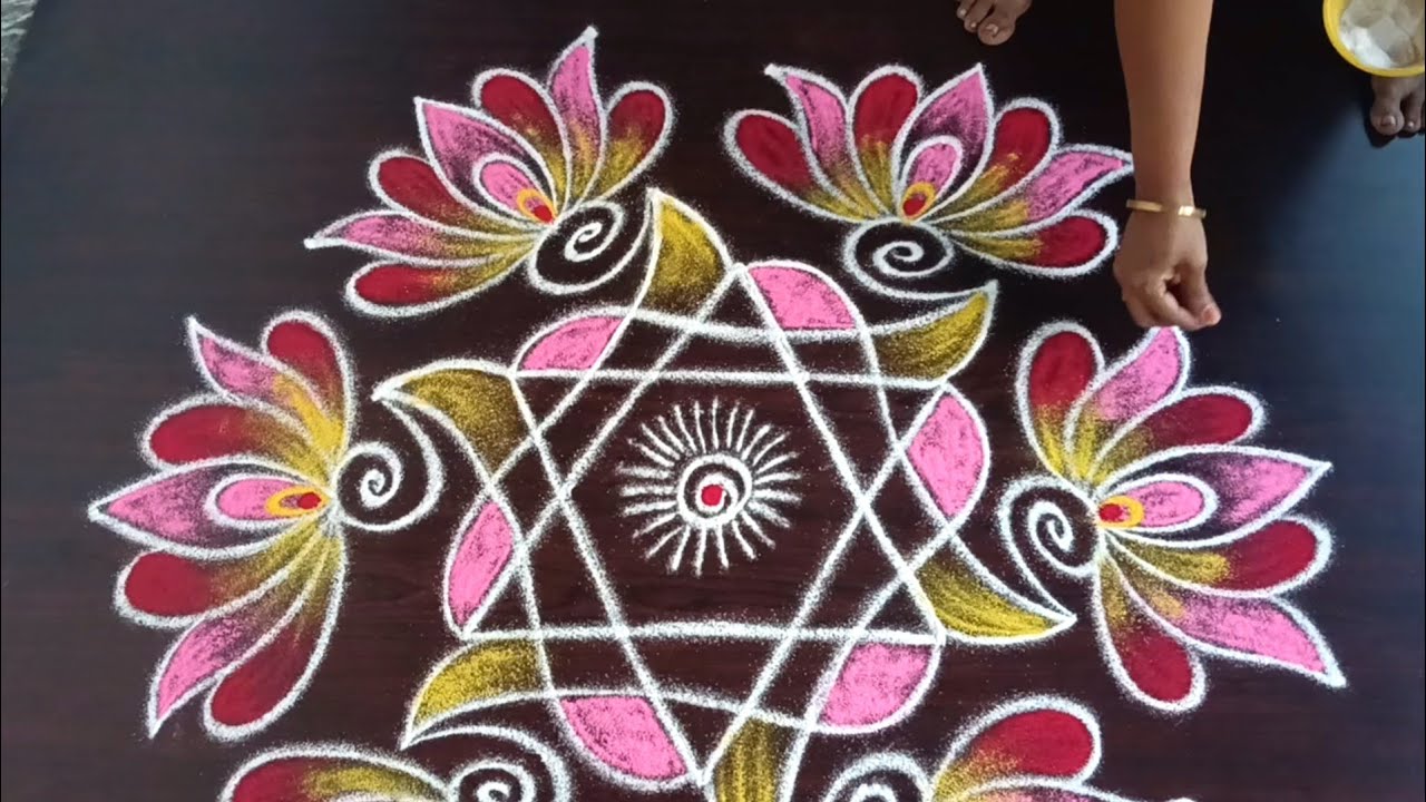 Margazhi 2025 kolam-10🌺Margazhi madham colour kolangal🌺//Festival big lotus rangoli//Latha kolam