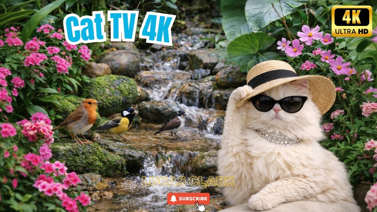 Cat TV for Cats to Watch – Peaceful Forest Stream with Birds 🌿 4K