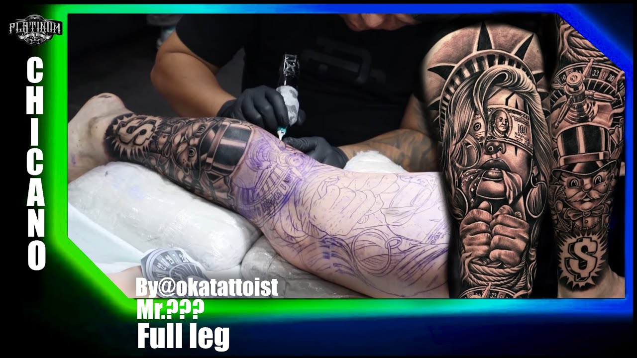 full on leg with chicano tattoo theme‼️|| Done By Okatattooist