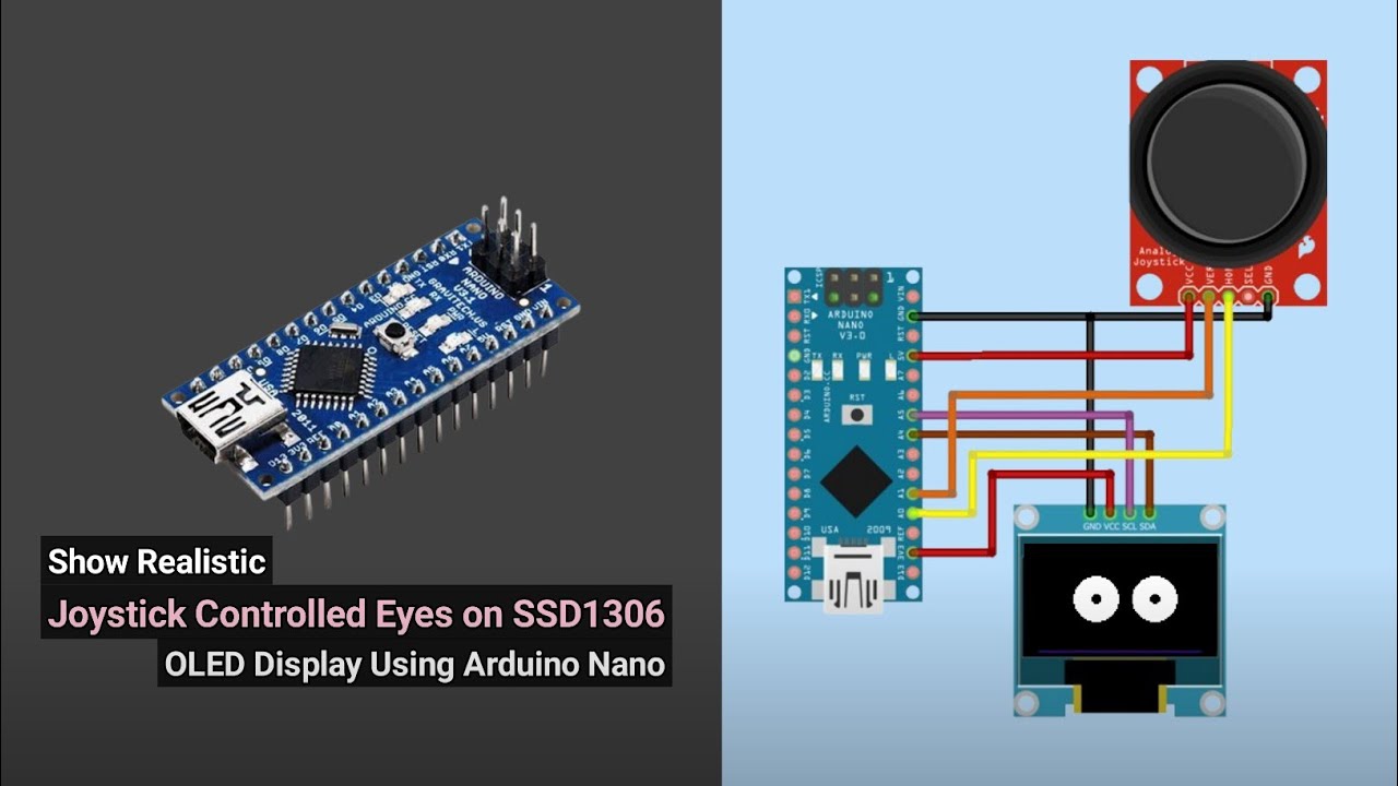 Show Realistic Joystick Controlled Eyes on SSD1306 OLED Display using Arduino Nano
