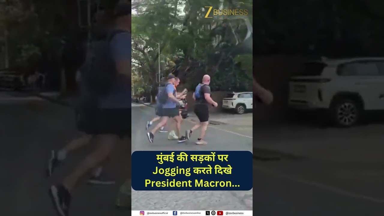 France President Emmanuel Macron Spotted Jogging on Mumbai Streets; Viral Video Stuns Locals