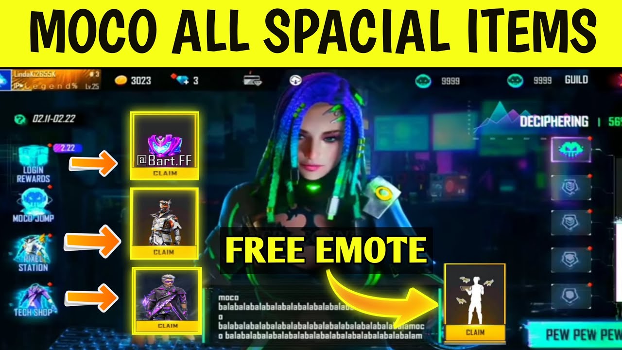 Moco month event freefire😍..Freefire elite moco all items. Moco all special items .🤩🤩