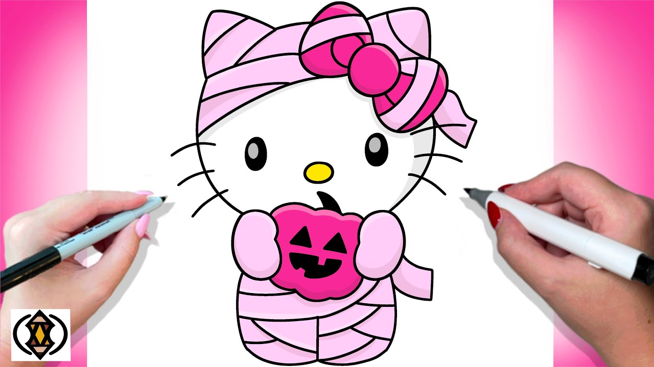 Как нарисовать Hello Kitty в образе мумии | Sanrio | Урок рисования на Хэллоуин