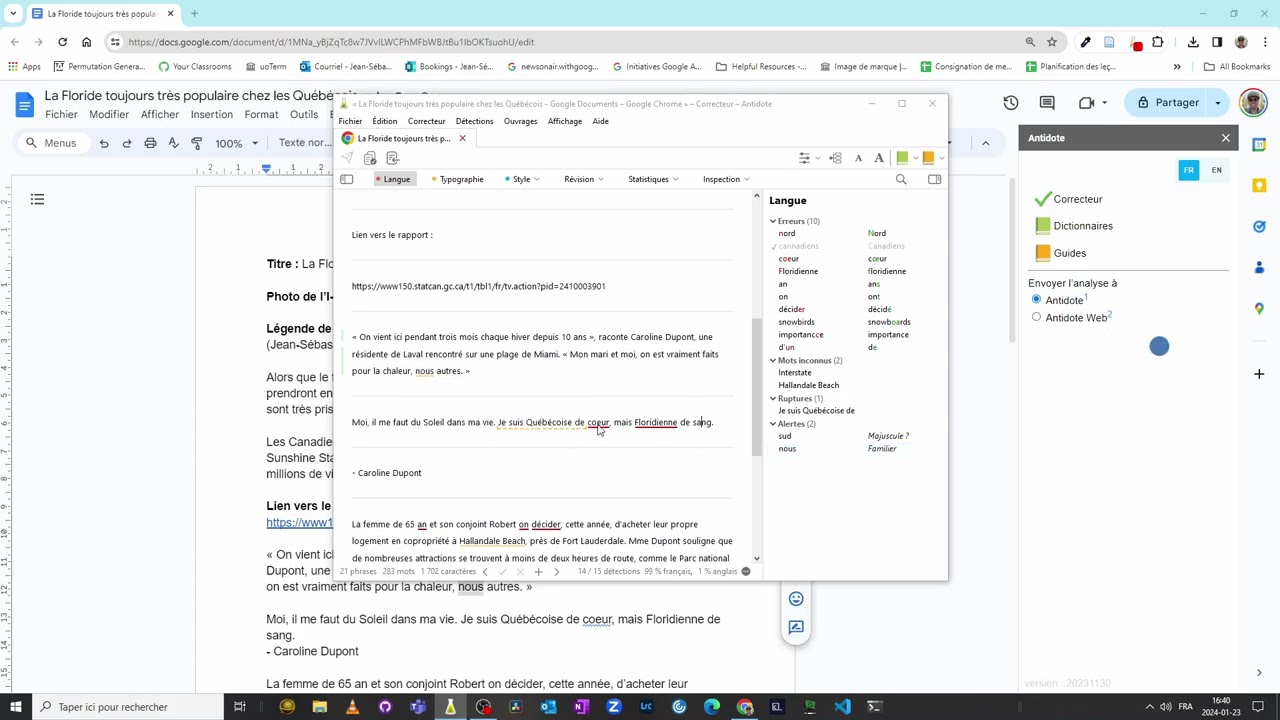 R&eacute;viser un texte avec Antidote