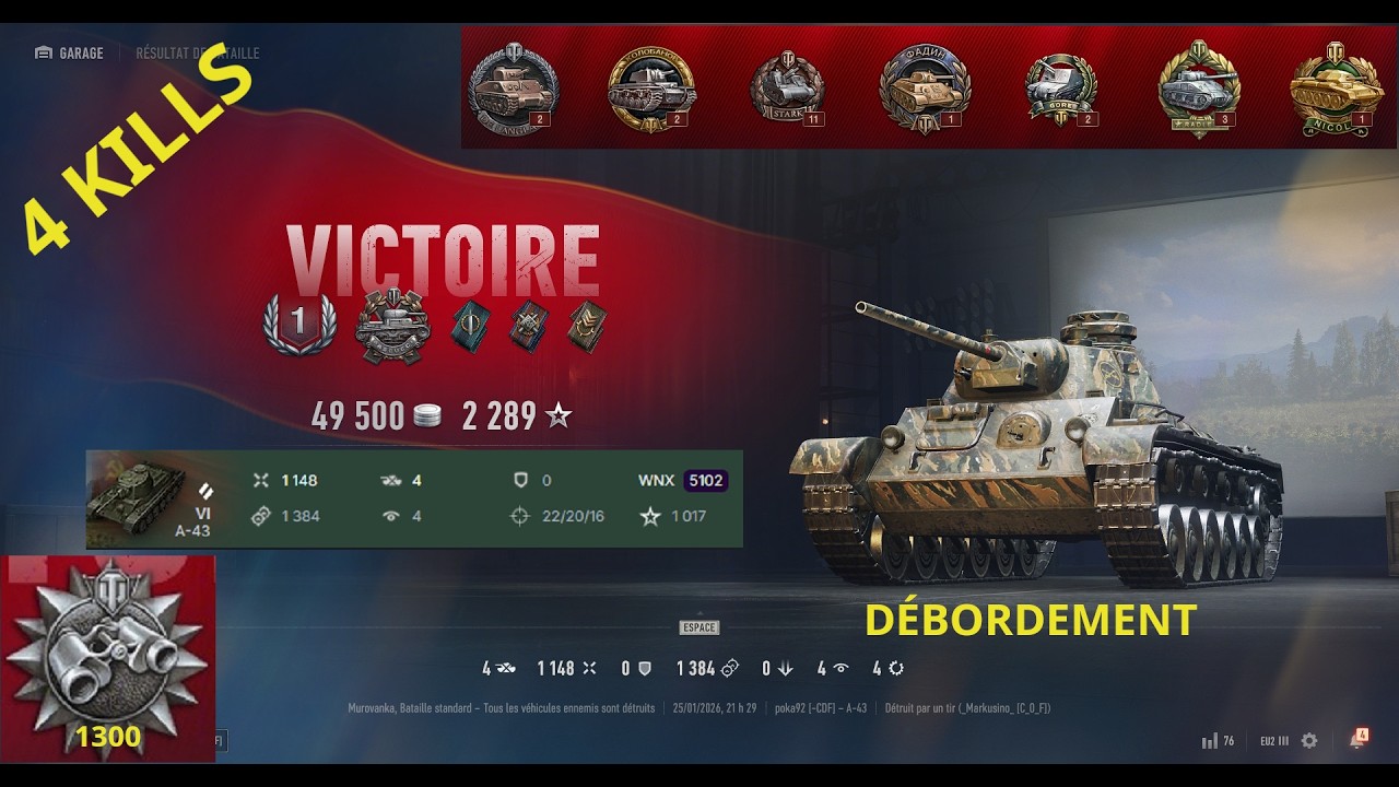 WORLD OF TANK - AVEC LE A43 - DÉBORDEMENT - 4 KILL - SA0139