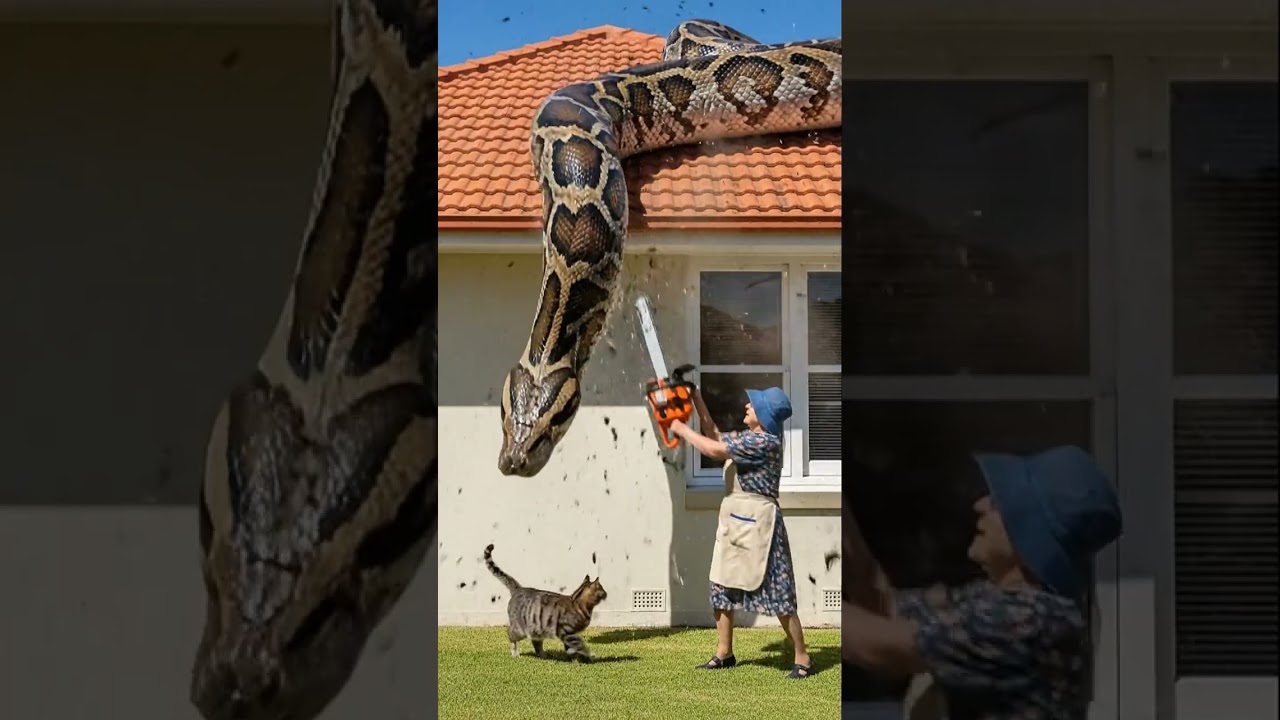 Grandma vs Snake &mdash; The Chainsaw Showdown! ⚡🐍