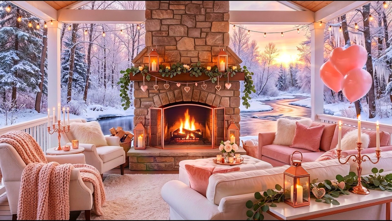 A Secret Valentine Retreat 💗 Gentle Falling Snow, Fireplace & Soft Piano