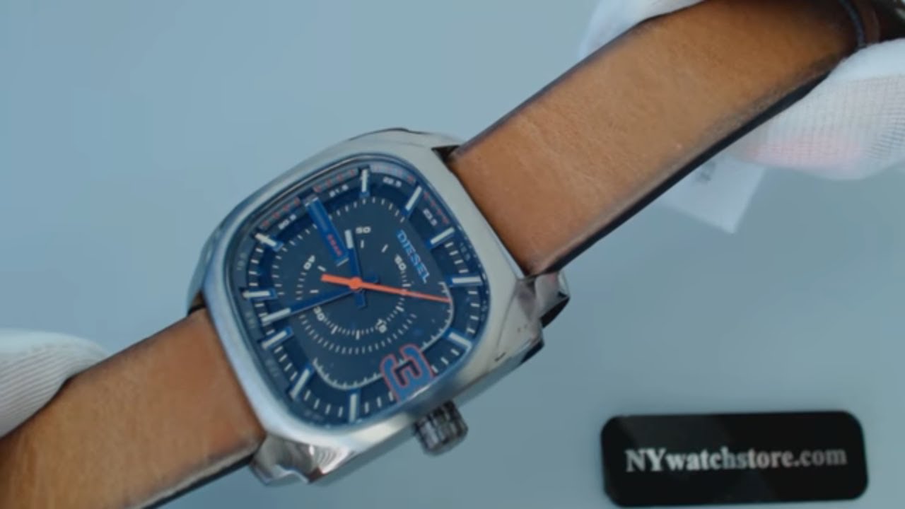 Men's Diesel Shifter Brown Leather Strap Watch DZ1694