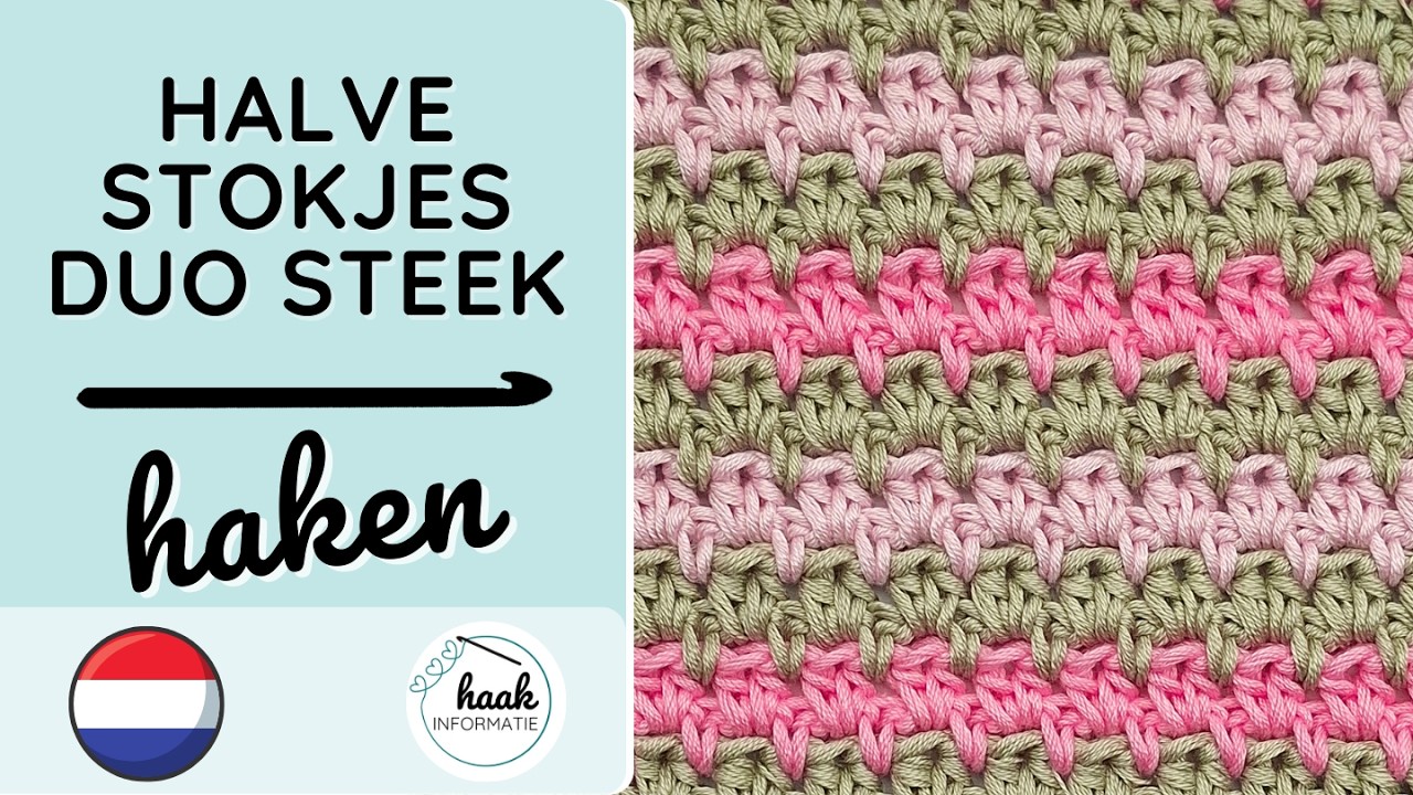 Halve Stokjes Duo Steek Haken | Uitleg en diagram #haakinformatie #haaksteek #haakdiagram