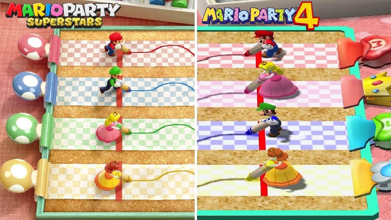 Mario Party Superstars vs Mario Party 4 - All Minigames Comparison (Switch vs Gamecube)