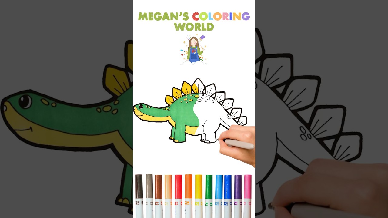 Friendly Dinosaur 🦖⛰️- Coloring & Drawing! #coloringforkids #howtodraw