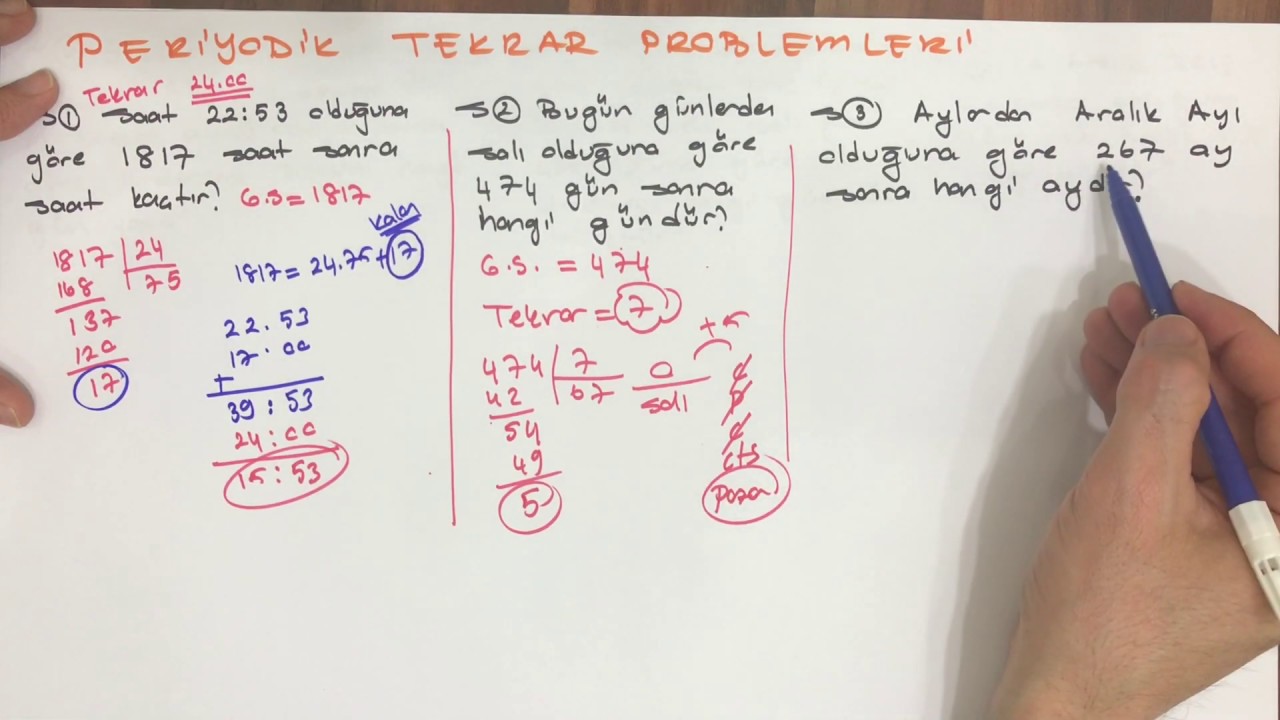 PERİYODİK TEKRAR PROBLEMLERİ SORU ÇÖZÜMÜ