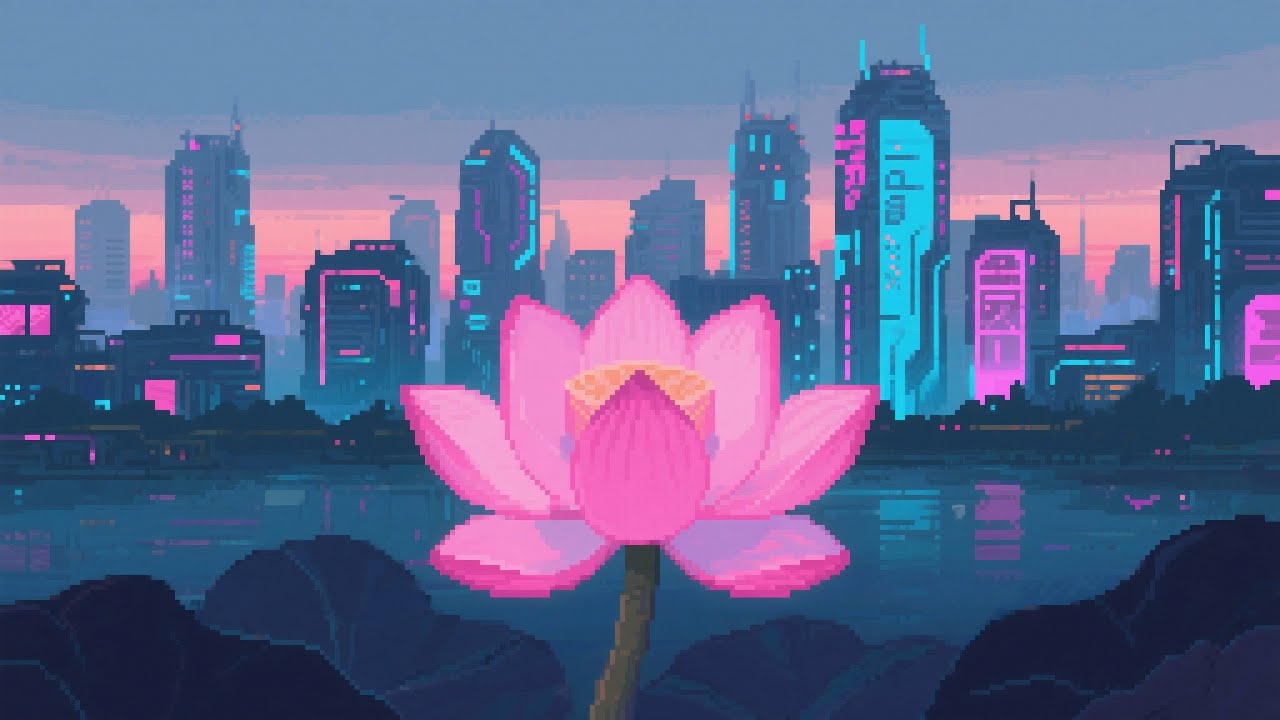 Digital Bloom: Chill 90s Synthwave Awakening