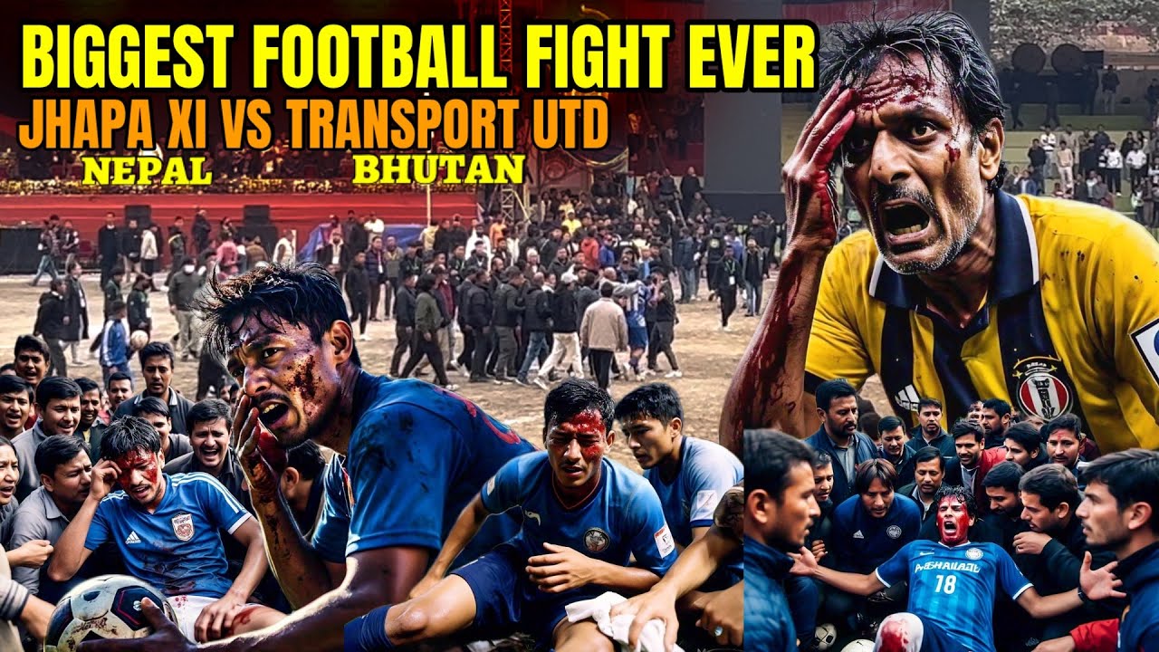 Biggest Nepali Football fight ever 😱🔥 Nepal 🇳🇵 Vs 🇧🇹 Bhutan | Jhapa XI Vs Transport United