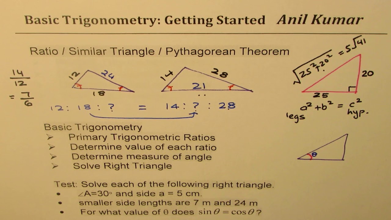 Getting Started with Trigonometry Ratio Solve Right Triangle and Find Angles