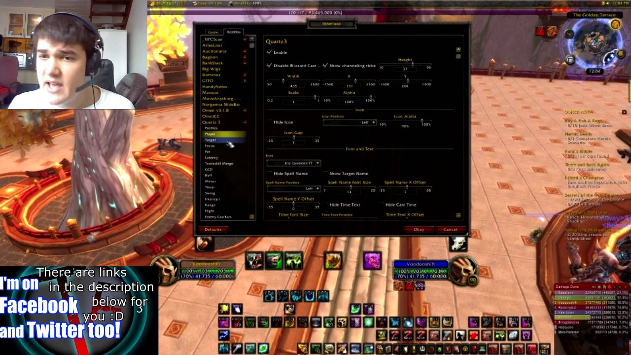 Quartz Casting Bar Addon Spotlight WoW MoP