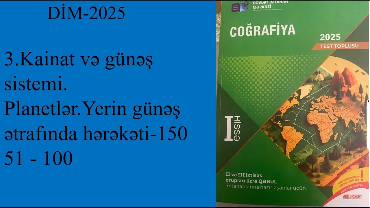 DİM 2025 3 Kainat və günəş sistemi Planetlər Yerin günəş ətrafında hərəkəti 150 51 100