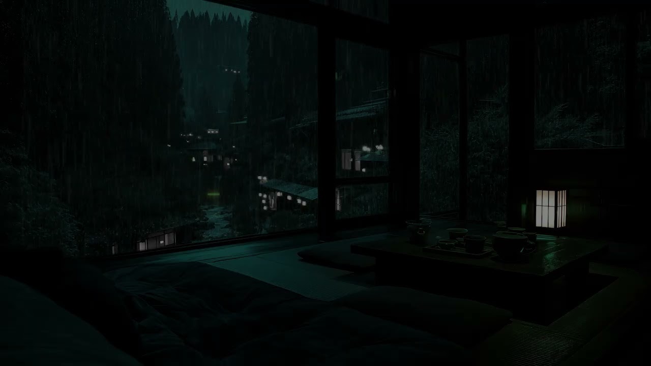 Gentle Rain in a Dark Bedroom (No Ads) 🌧 | Peaceful Night Ambience for Deep Sleep & Relaxation