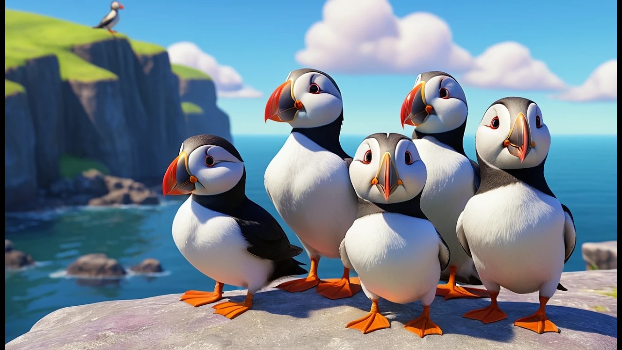 Cinco Pequeños Frailecillos Flap Flap Flap | Canciones de Aves Marinas y Conteo