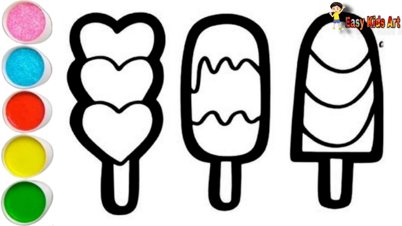 🍦 3 милых раскраски с эскимо для детей 🎨 | Простой и увлекательный урок рисования