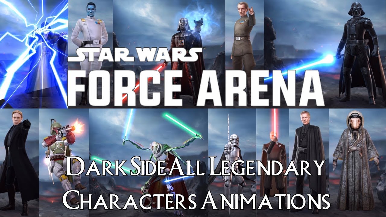 Star Wars Force Arena All Dark Side Legendary Cards Characters Animations