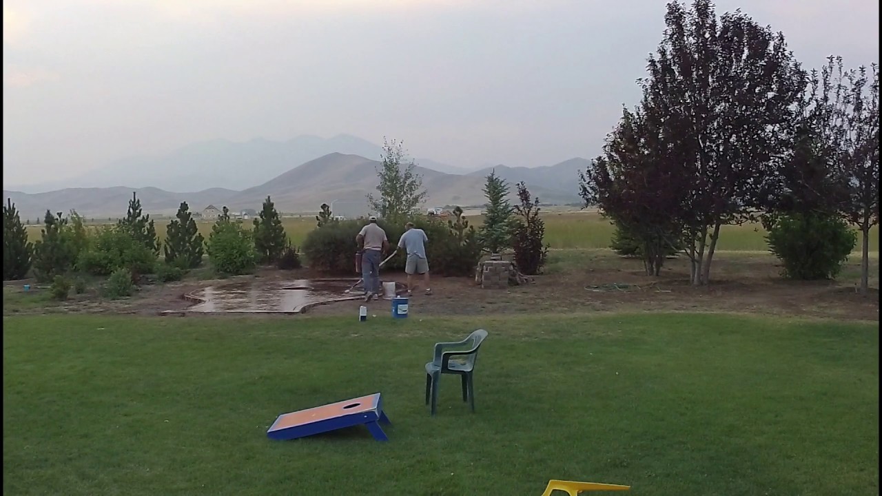 Concrete Fire Pit pour, color, and stamp!