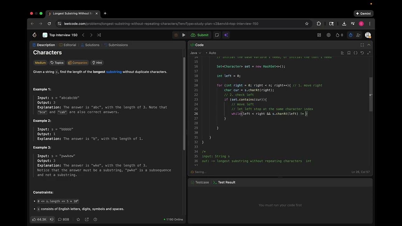 3  Longest Substring Without Repeating Characters Java