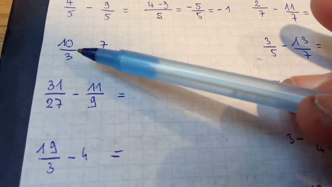 Soustraire les fractions 
