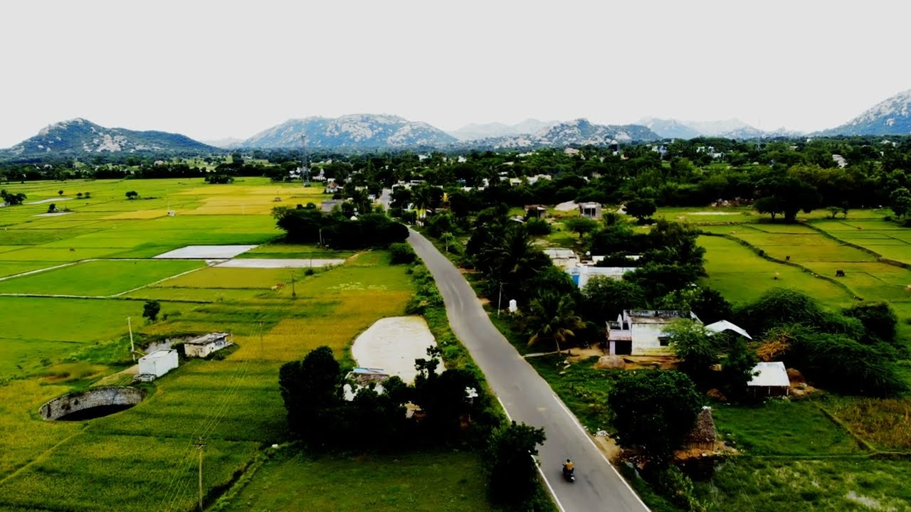 #4k Beautiful places aerial view  Road to Mountain between Paddy fields #dronevideography