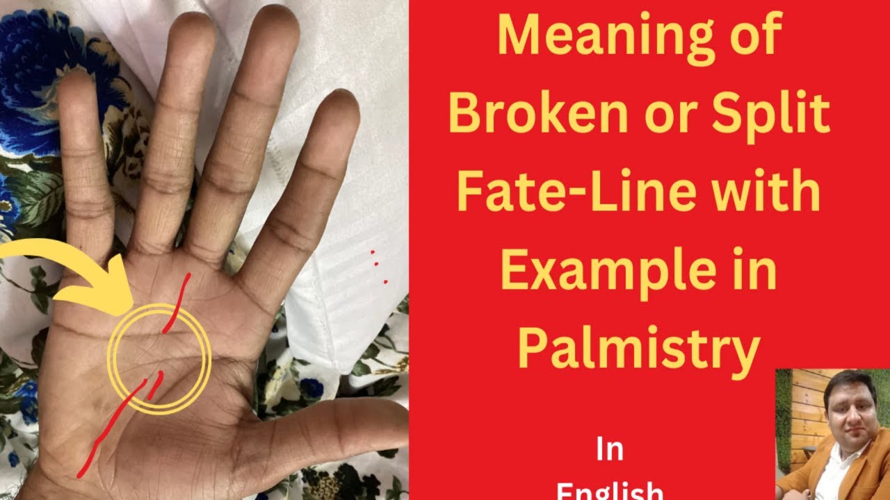 Fate Line in Palmistry-: Broken, Breaks, splits and Continues with Example in English.
