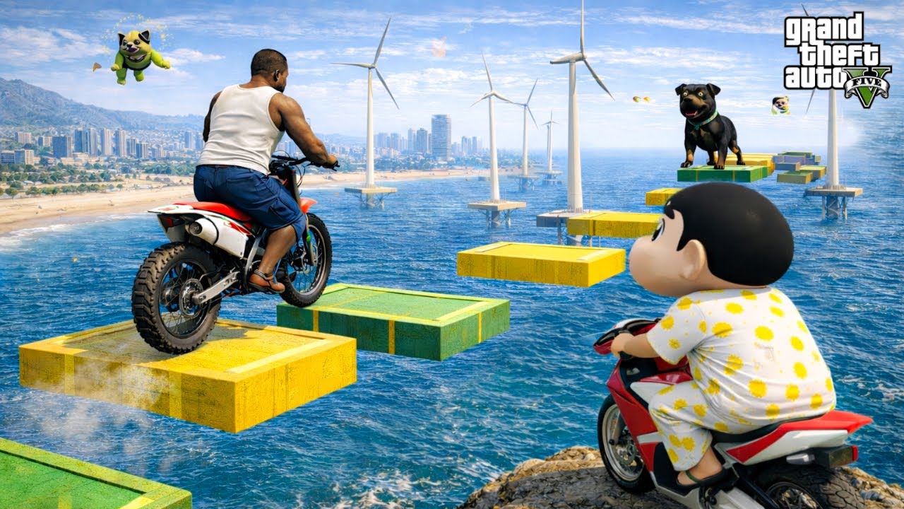 GTA V Ramp Challenge: Franklin's Skill vs Shinchan's Cuteness!