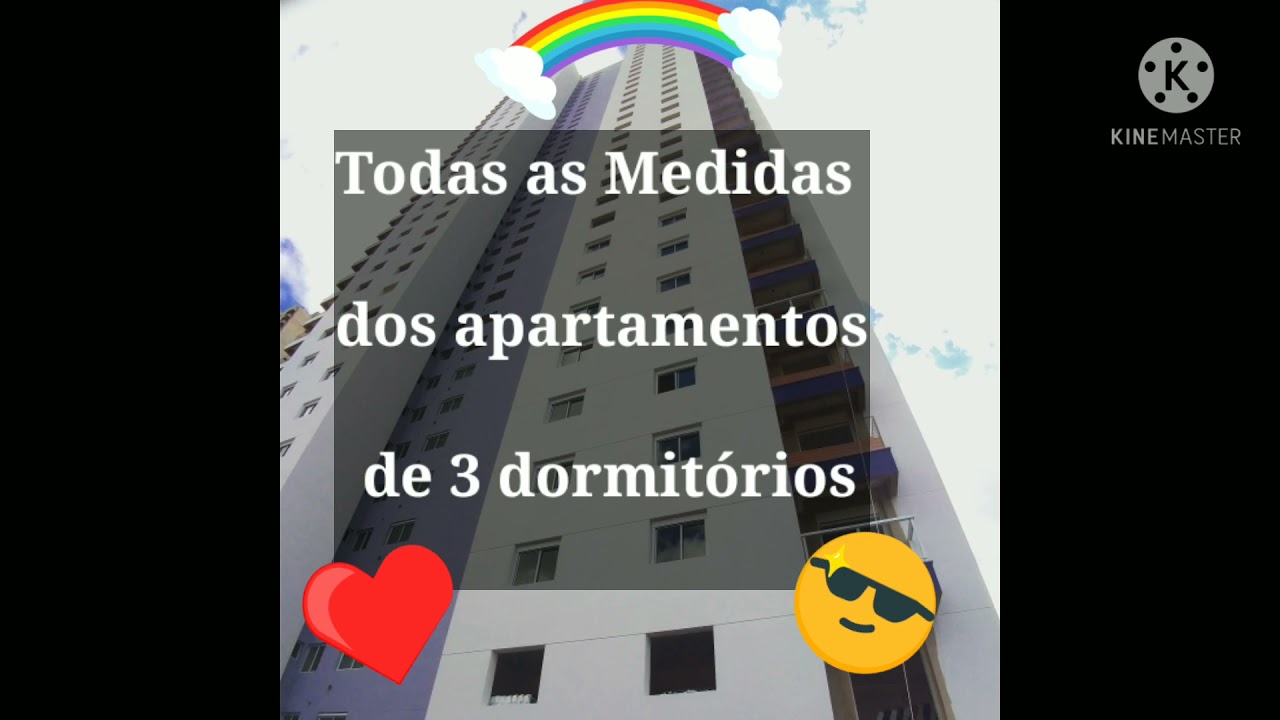 Medidas dos apartamentos de 3 Dormitórios. Cond. Parque Firenze - Cooperativa Vida Nova.