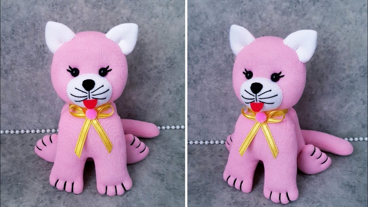 😍Самый простой в изготовлении игрушечный кот/👌Милый кот из носков