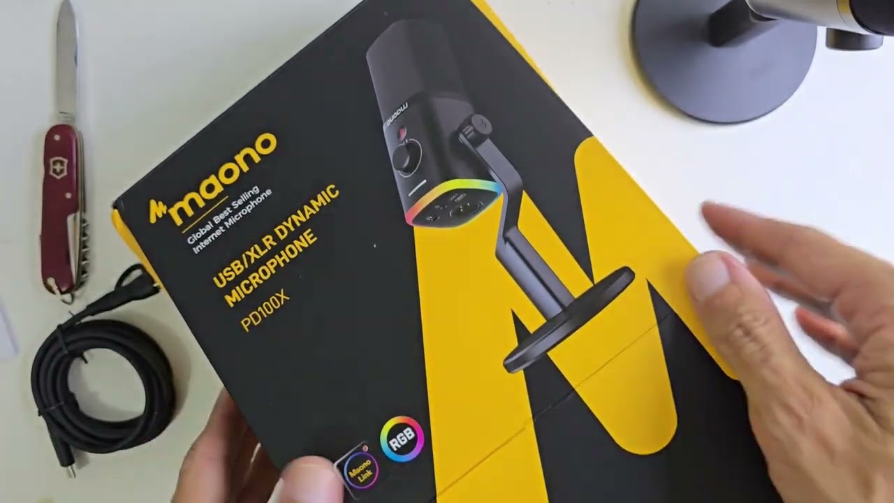 ASMR UNBOXING E TESTE DO MICROFONE MAONO PD100X