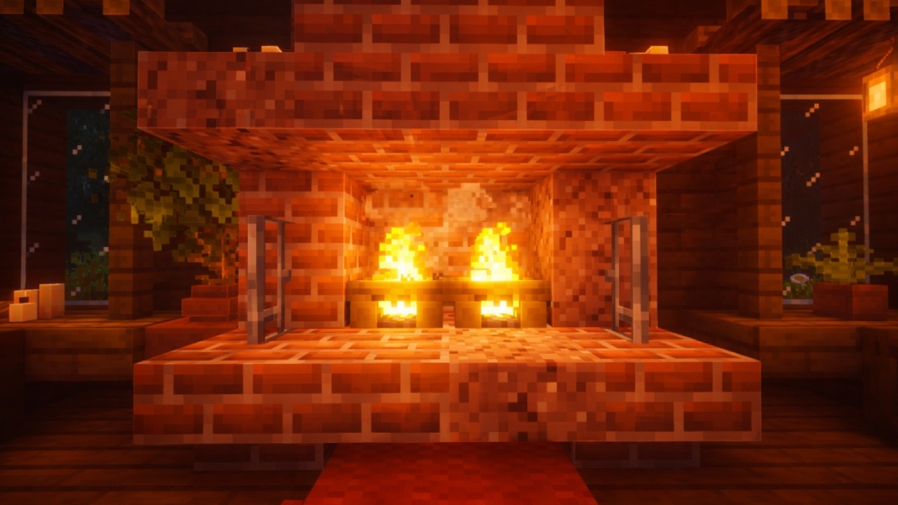 Minecraft Fireplace w/ Cozy sounds | 2 Hours