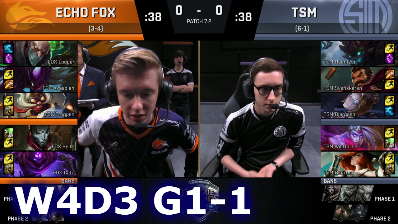 Echo Fox vs TSM Game 1 | S7 NA LCS Spring 2017 Week 4 Day 3 | FOX vs TSM G1 W4D3 1080p
