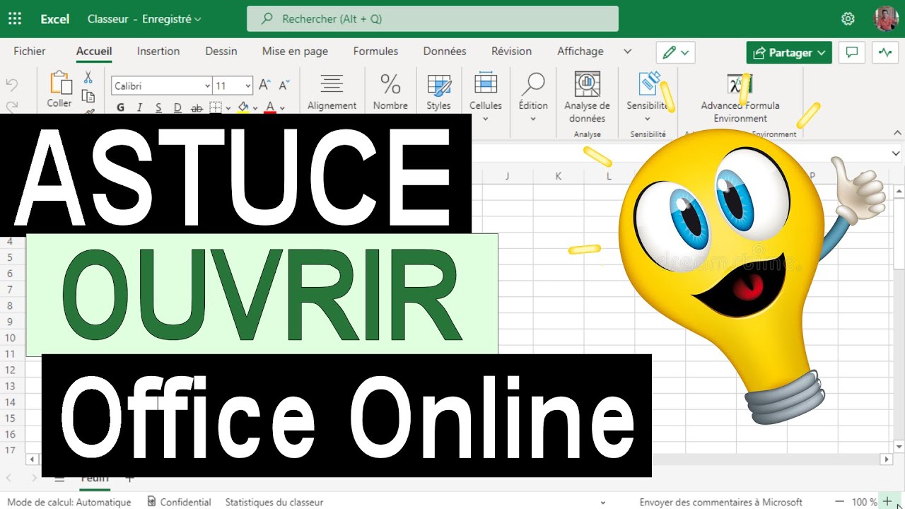 Raccourci pour ouvrir un nouveau Classeur Excel Online