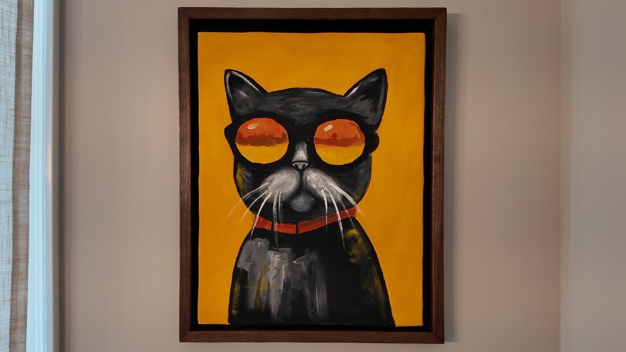 Black walnut frame for a cat painting